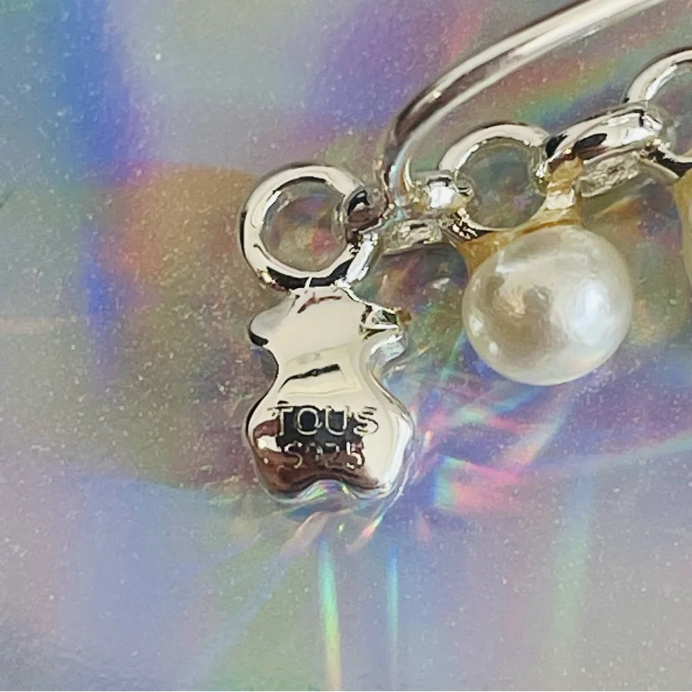 Tous Shapes Pea in a pod Pearl Row Line Earrings